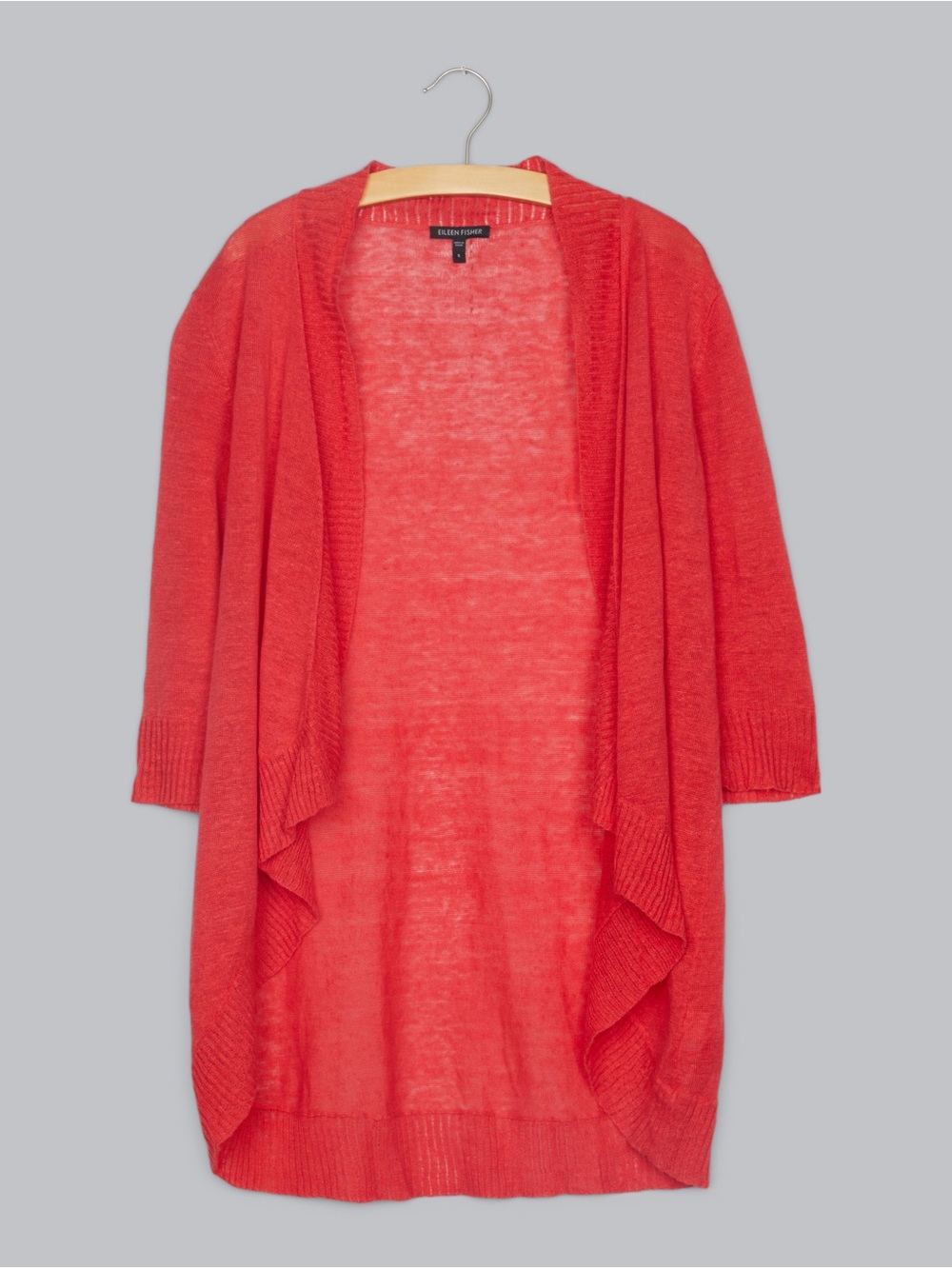 Eileen Fisher Cardigan Sweater Coral Pink Cotton Linen Blend Open 3X